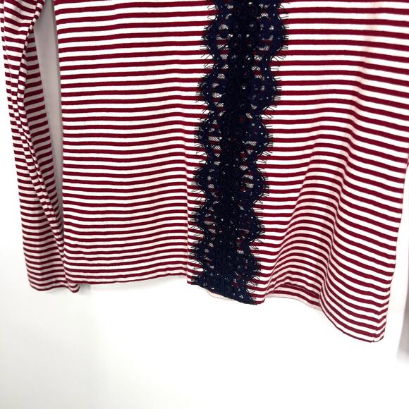 J. Crew Womens Size Small LINEN BLEND Red Nautical Blouse Shirt Top Long Sleeve - Picture 4 of 9